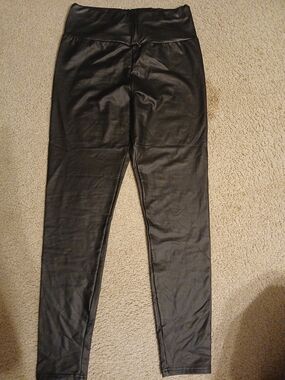 SHEIN Black Faux-Leather Jogger Pants